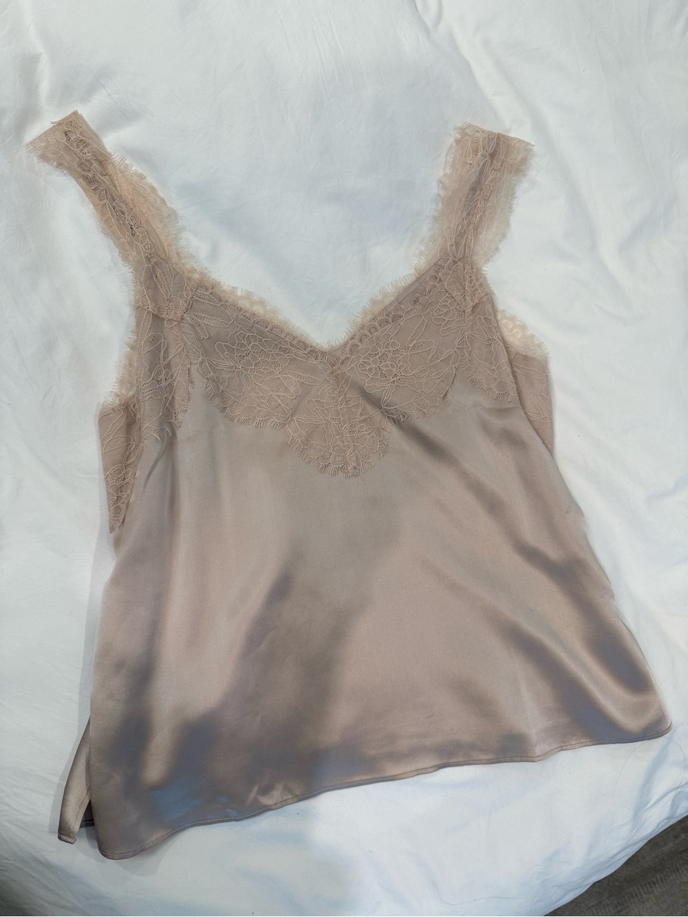 Cami NYC Satin Lace-Trim Cami in Beige